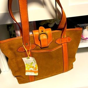 Tom Horn suede and leather shoulder bag